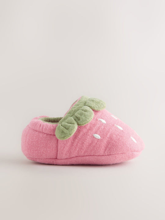 Pink Strawberry Baby Slip-On Shoes (0-18mths)