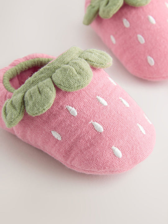 Pink Strawberry Baby Slip-On Shoes (0-18mths)