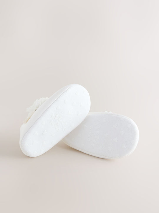 White Satin Baby Corsage Shoes (0-24mths)