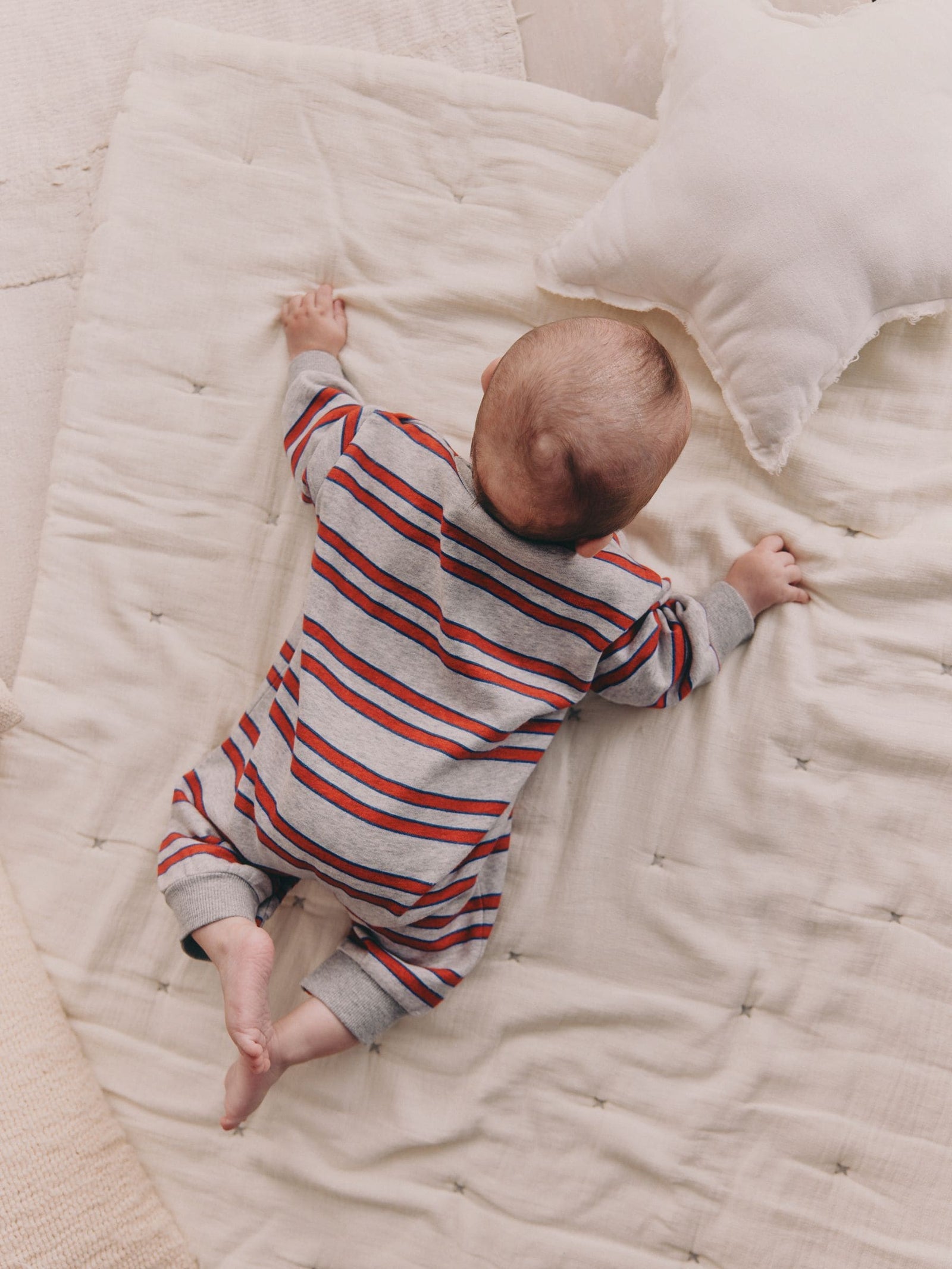 Red/Grey Stripe Baby Sweat Romper (0mths-3yrs)