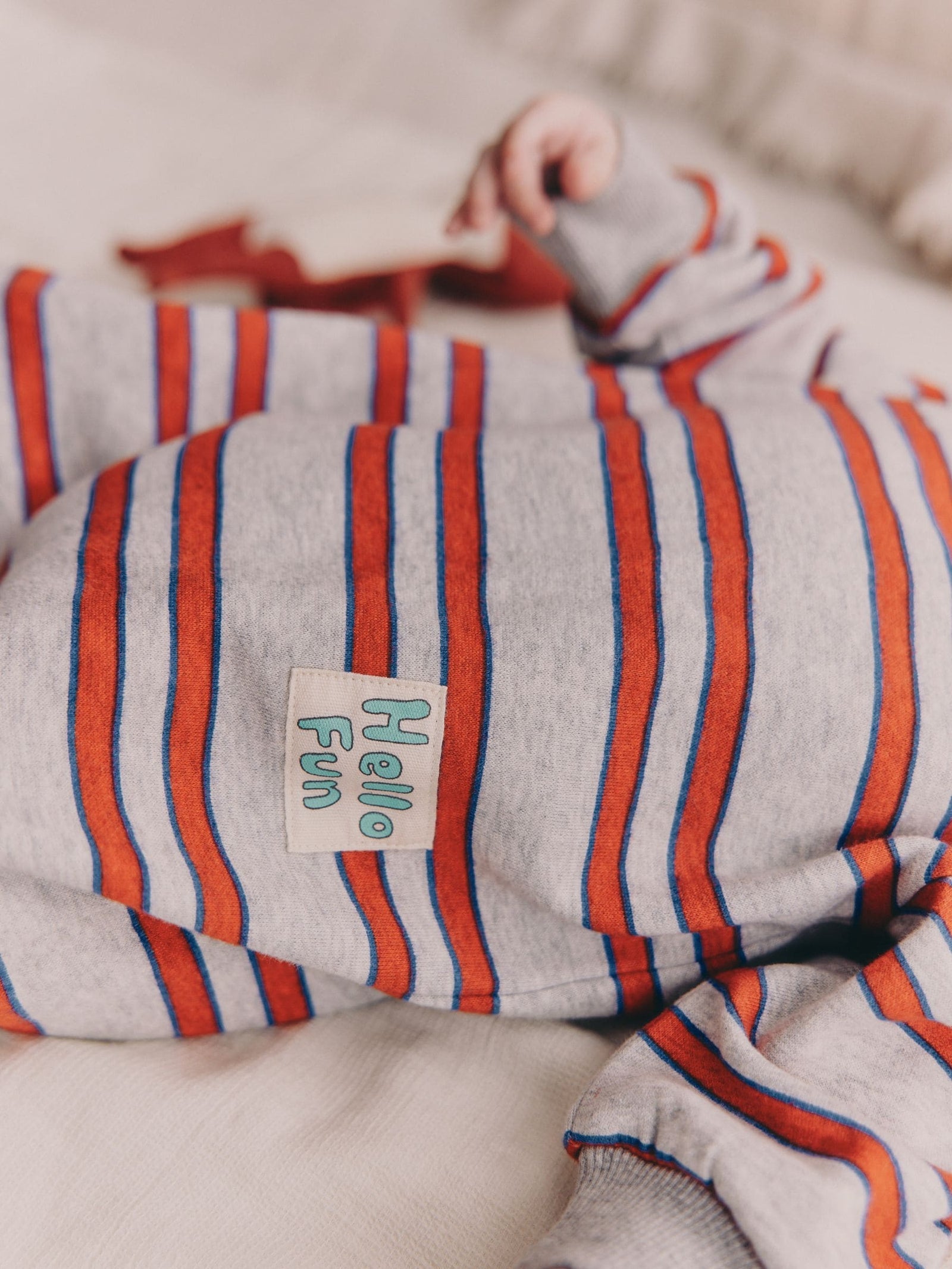 Red/Grey Stripe Baby Sweat Romper (0mths-3yrs)