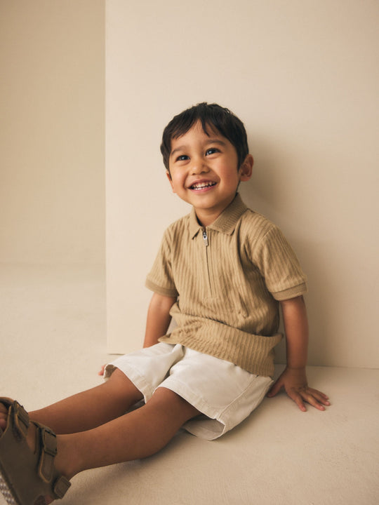 Stone Textured Short Sleeve Polo Shirt (3mths-7yrs)