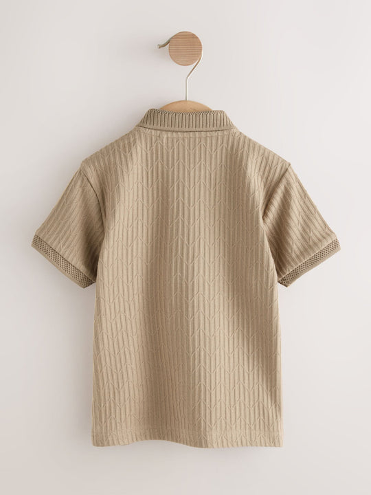 Stone Textured Short Sleeve Polo Shirt (3mths-7yrs)