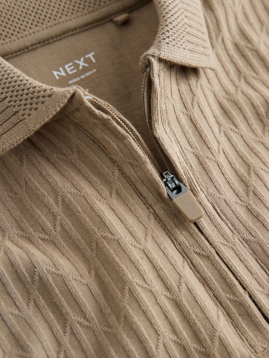 Stone Textured Short Sleeve Polo Shirt (3mths-7yrs)