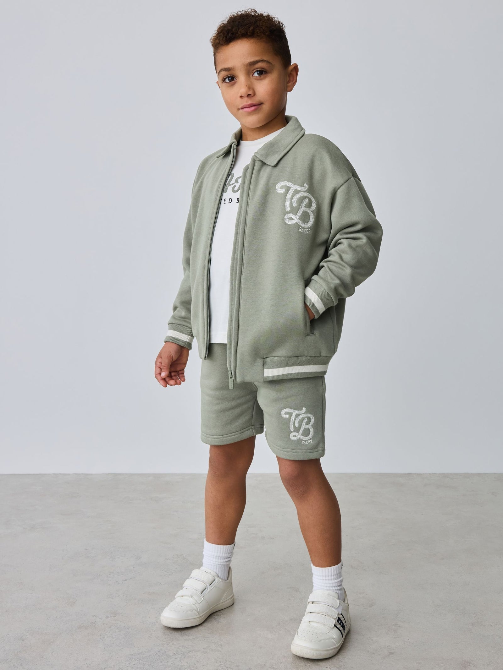 Baker by Ted Baker Green Varsity Jacket, T-Shirt and Shorts Set