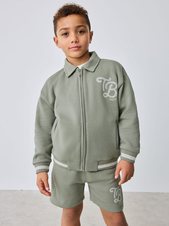 Baker by Ted Baker Green Varsity Jacket, T-Shirt and Shorts Set