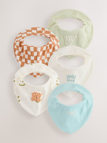 Green/Orange Baby Bibs 5 Pack