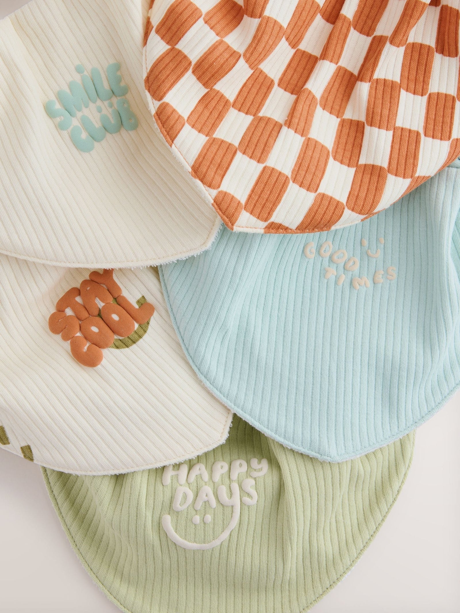 Green/Orange Baby Bibs 5 Pack