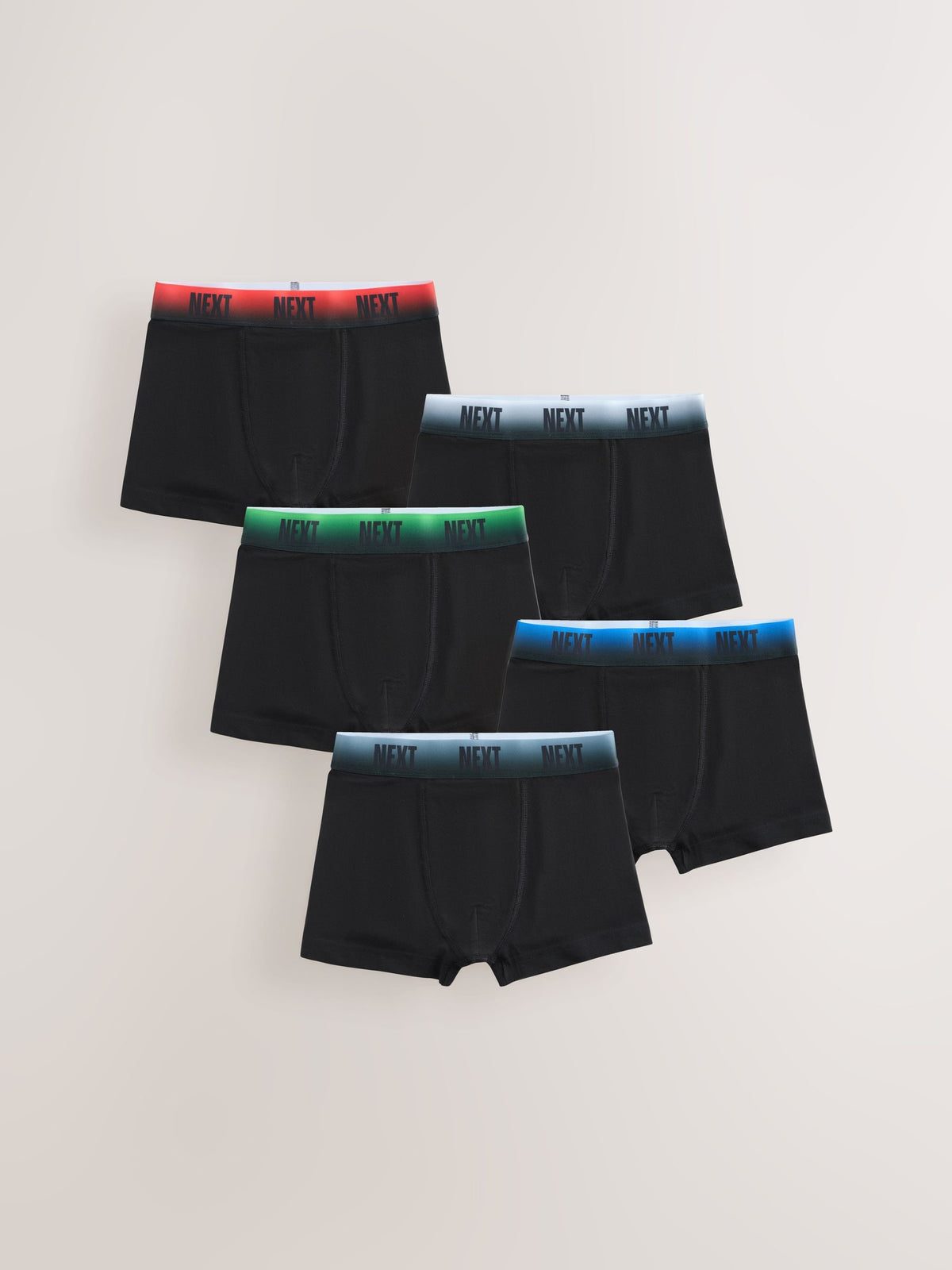 Black with Ombre Waistband Trunks 5 Pack (1.5-16yrs)