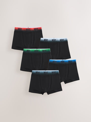 Black with Ombre Waistband Trunks 5 Pack (1.5-16yrs)