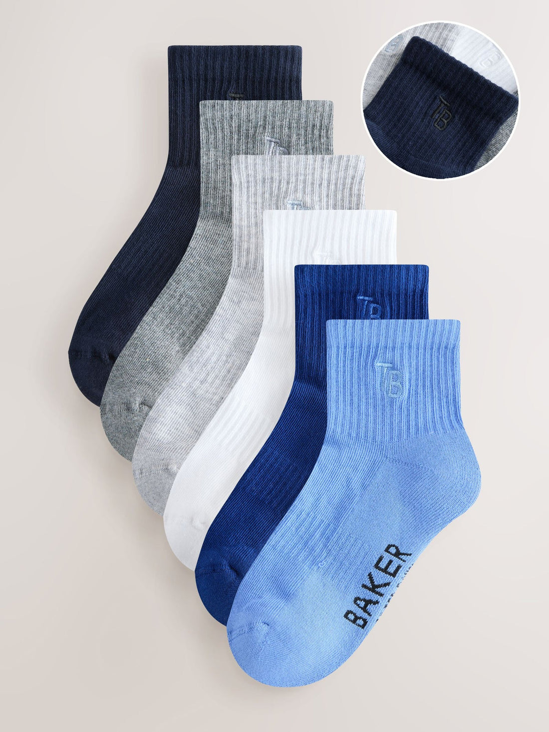 Baker by Ted Baker Ribbed Cushioned Sole Socks 6 Pack