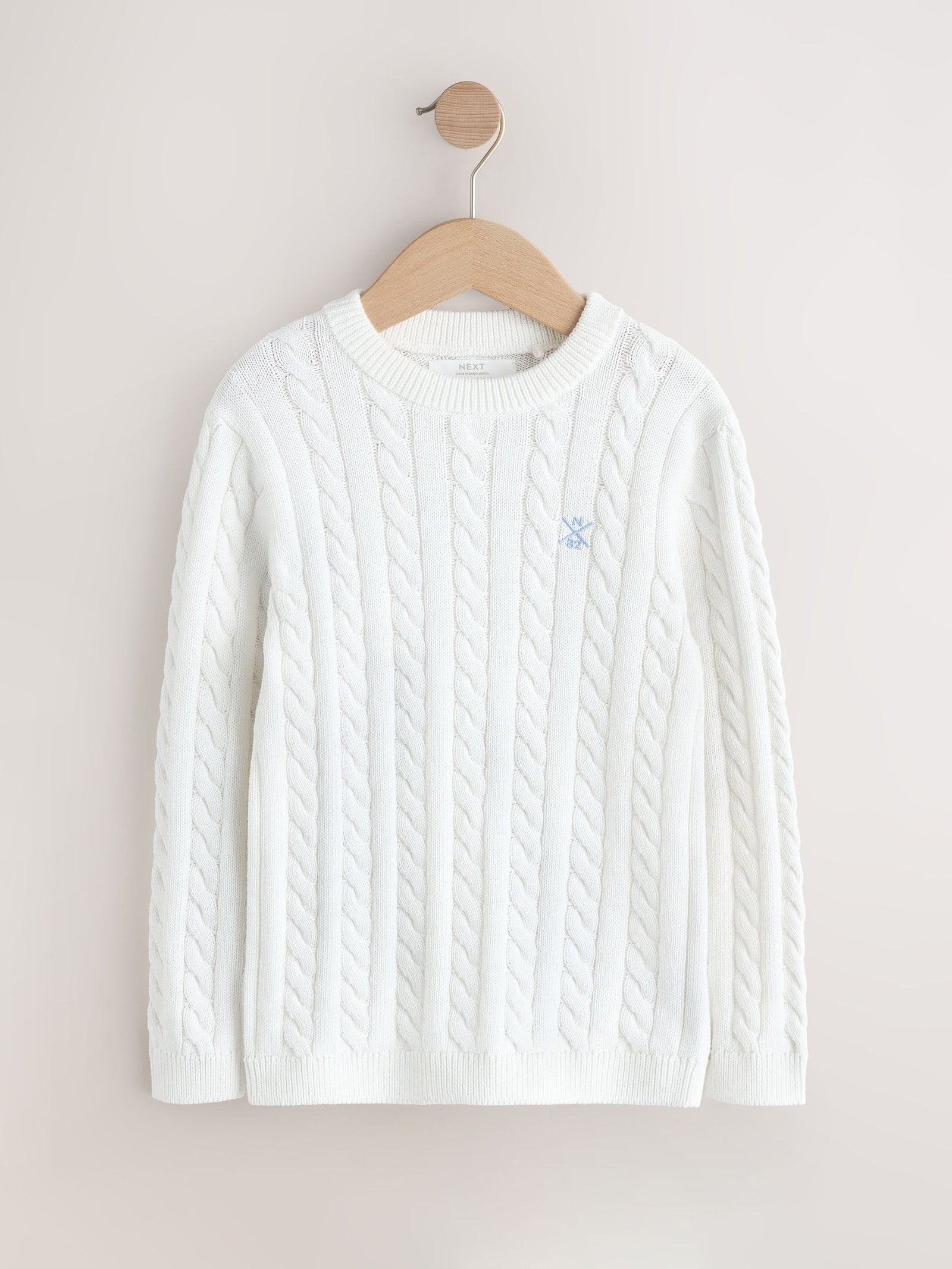 White Cable Knit Crew Neck Jumper (3-16yrs)