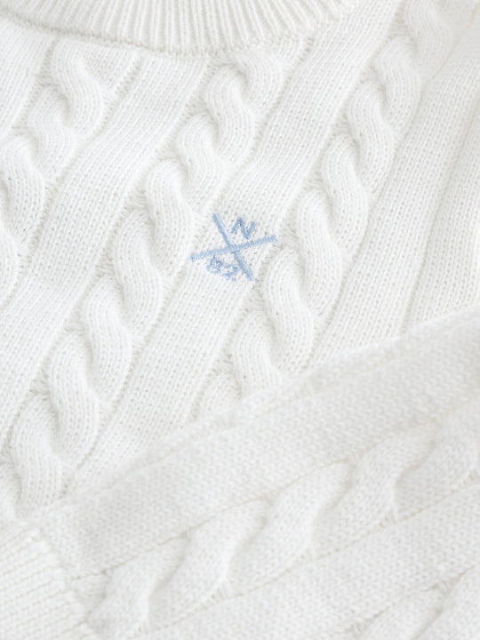 White Cable Knit Crew Neck Jumper (3-16yrs)