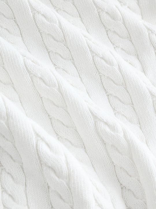 White Cable Knit Crew Neck Jumper (3-16yrs)