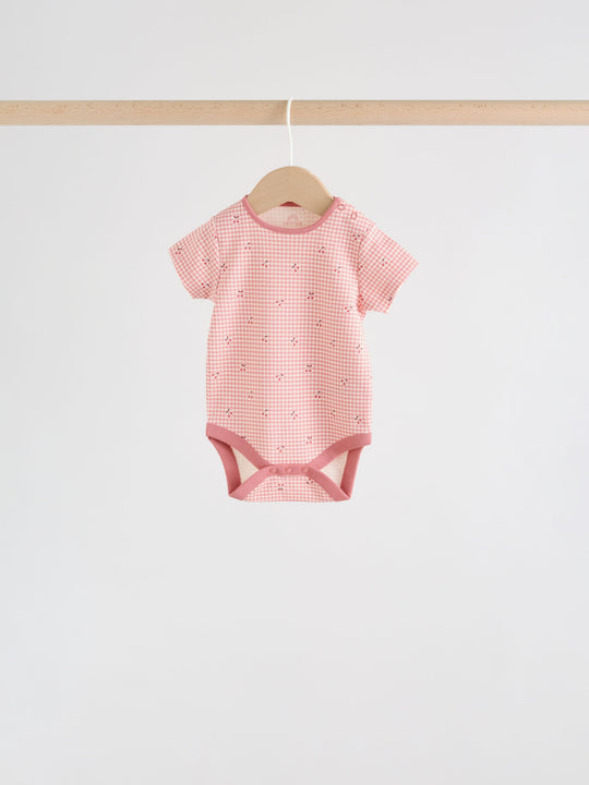 Pink Baby Short Sleeve Bodysuits 5 Pack