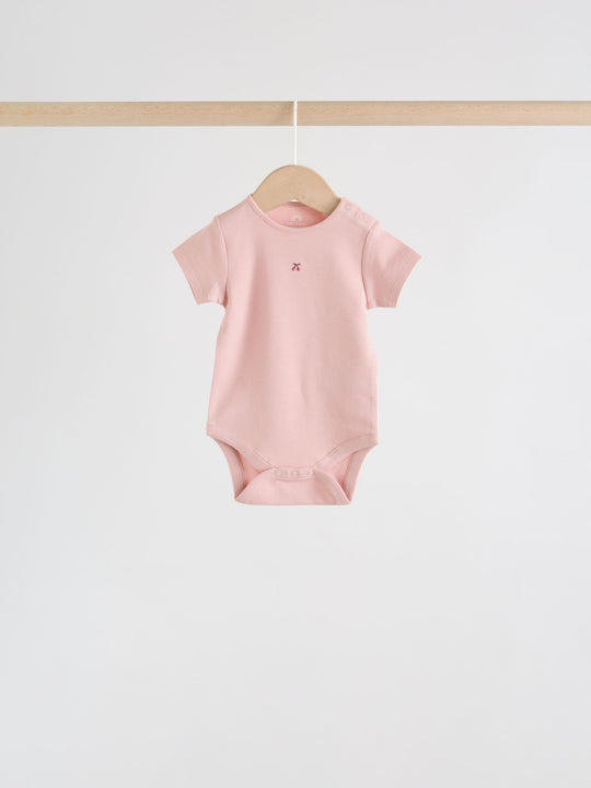 Pink Baby Short Sleeve Bodysuits 5 Pack