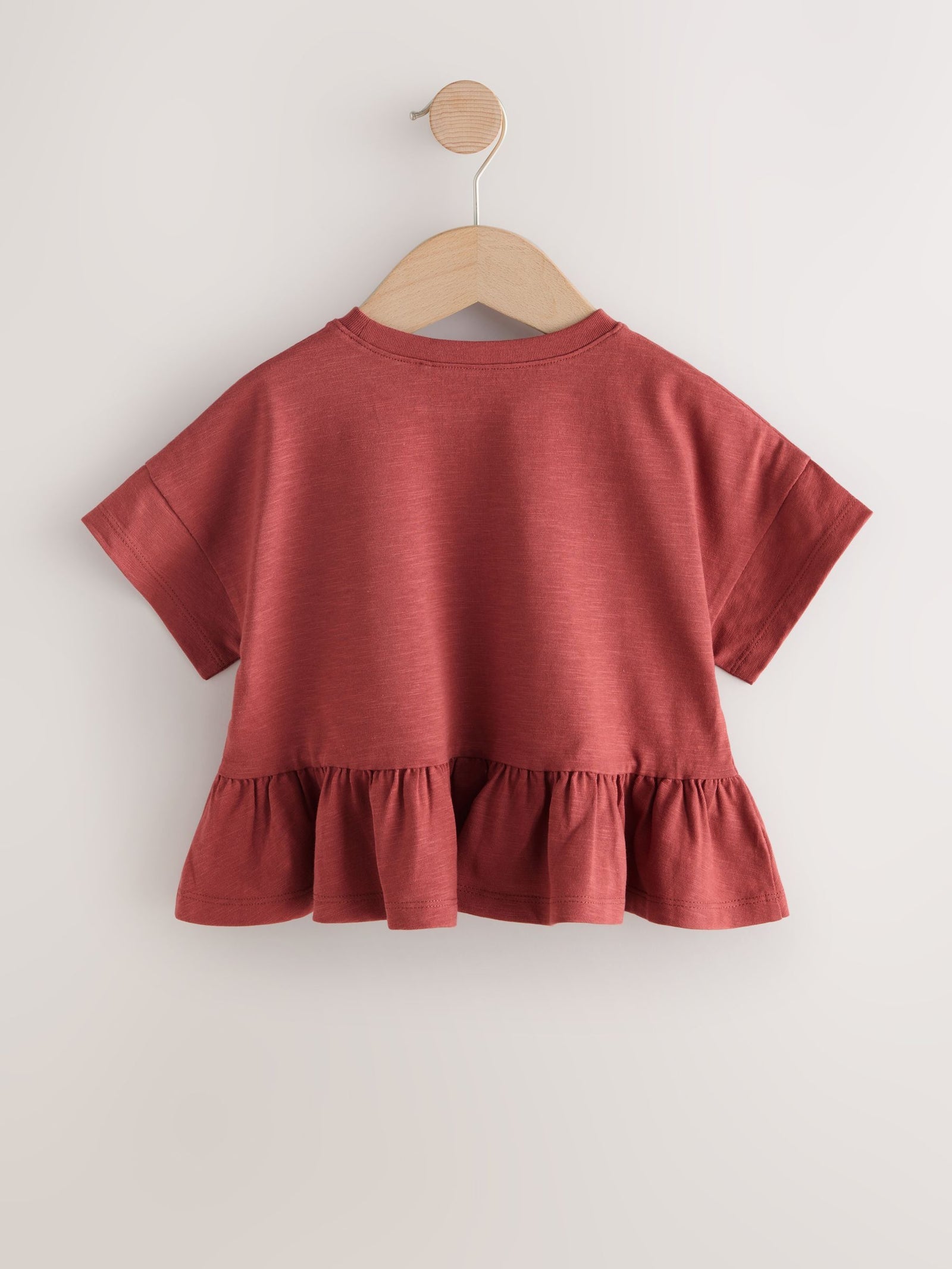 Rust Brown Short Sleeve Peplum T-Shirt (3mths-7yrs)