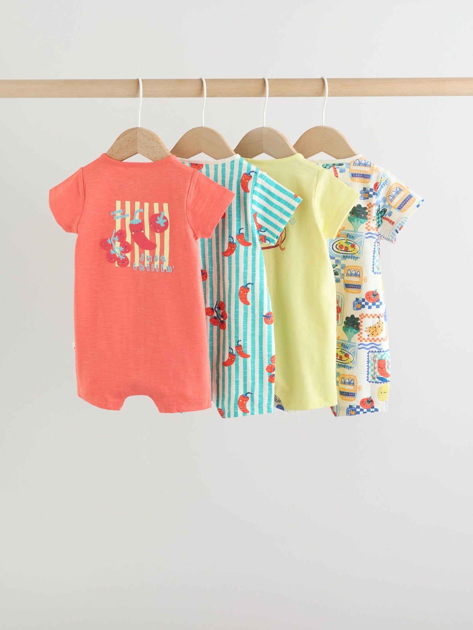 Tomato Print Jersey Baby Rompers 4 Pack