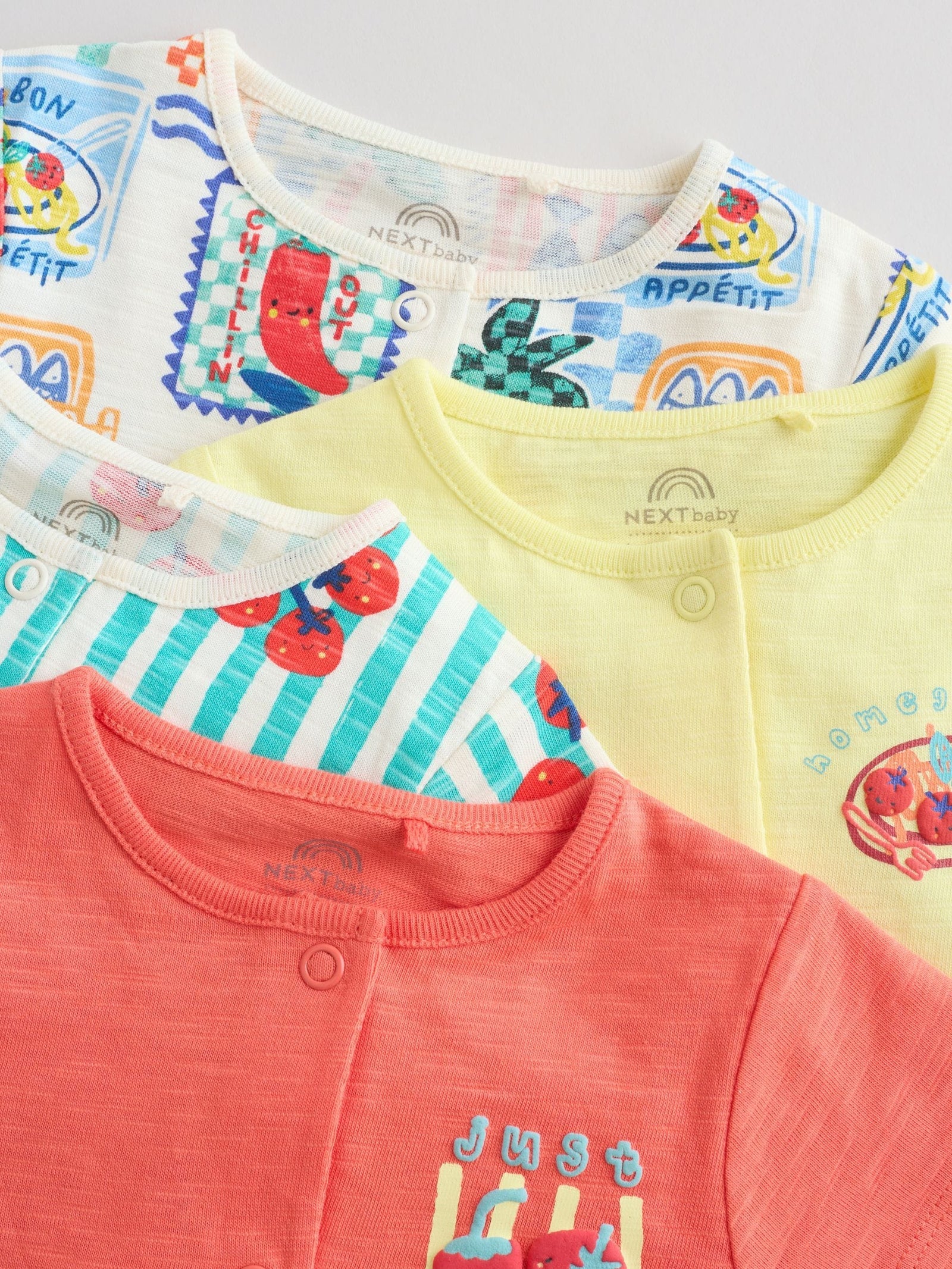 Tomato Print Jersey Baby Rompers 4 Pack