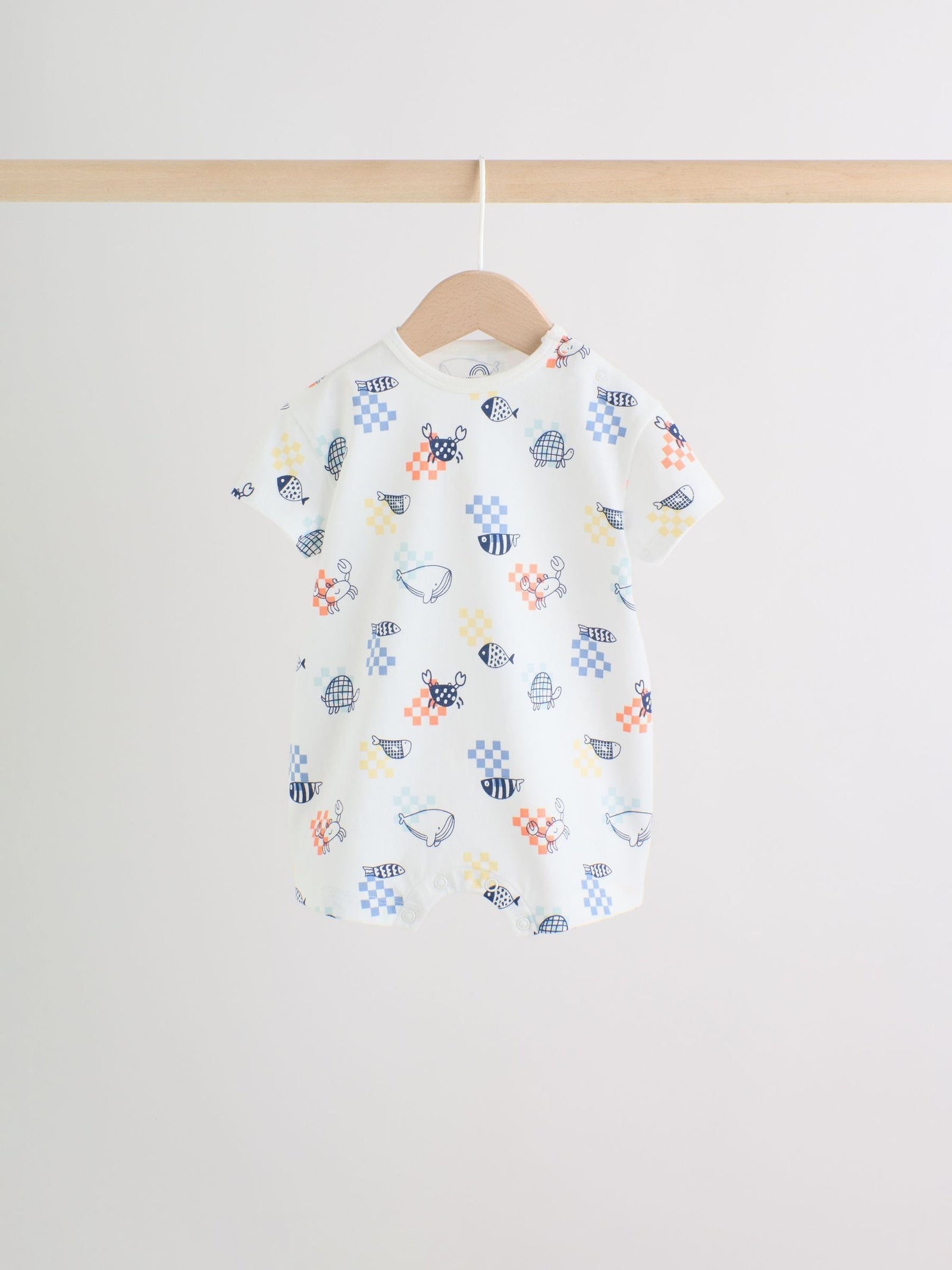 Coastal Crab Print Jersey Baby Rompers 4 Pack
