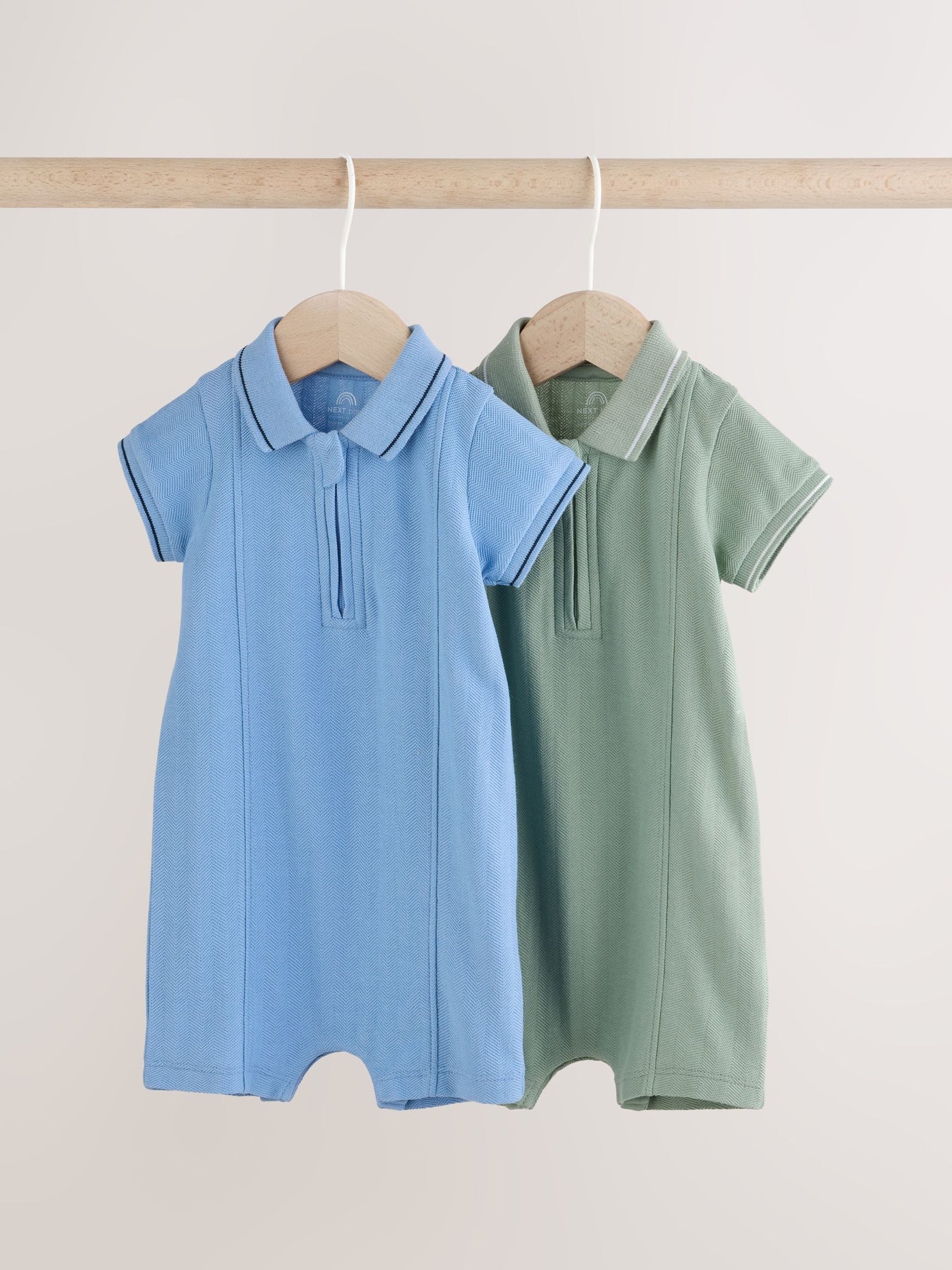 Blue/Green Smart Collar Baby Rompers 2 Pack