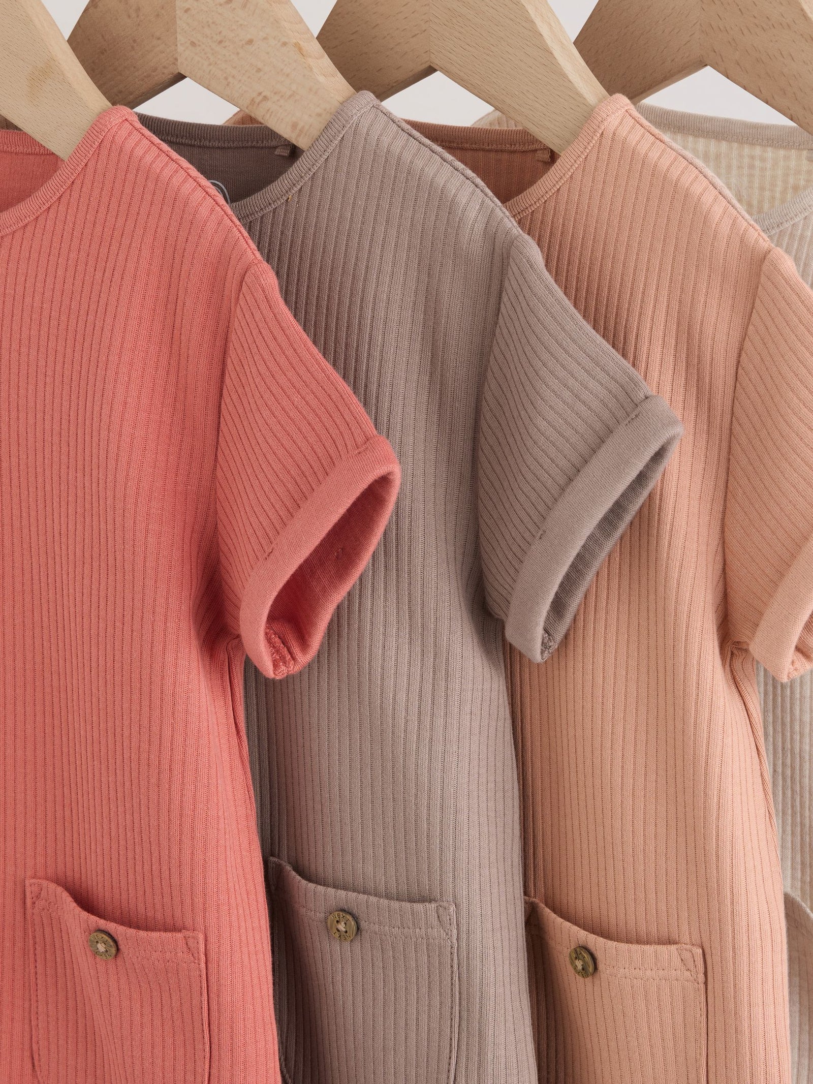 Orange Grandad Button Neck Baby Rompers 4 Pack