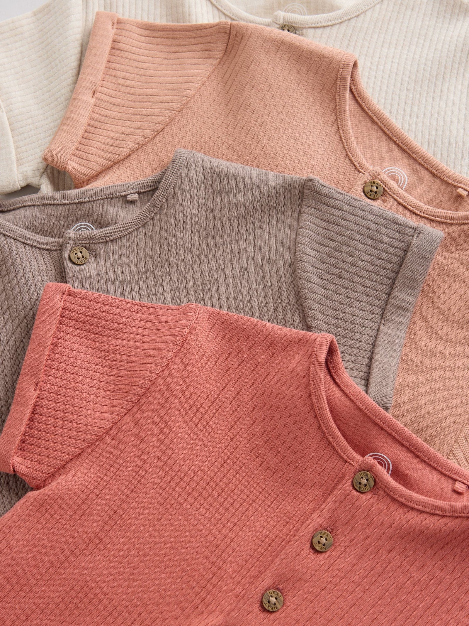 Orange Grandad Button Neck Baby Rompers 4 Pack