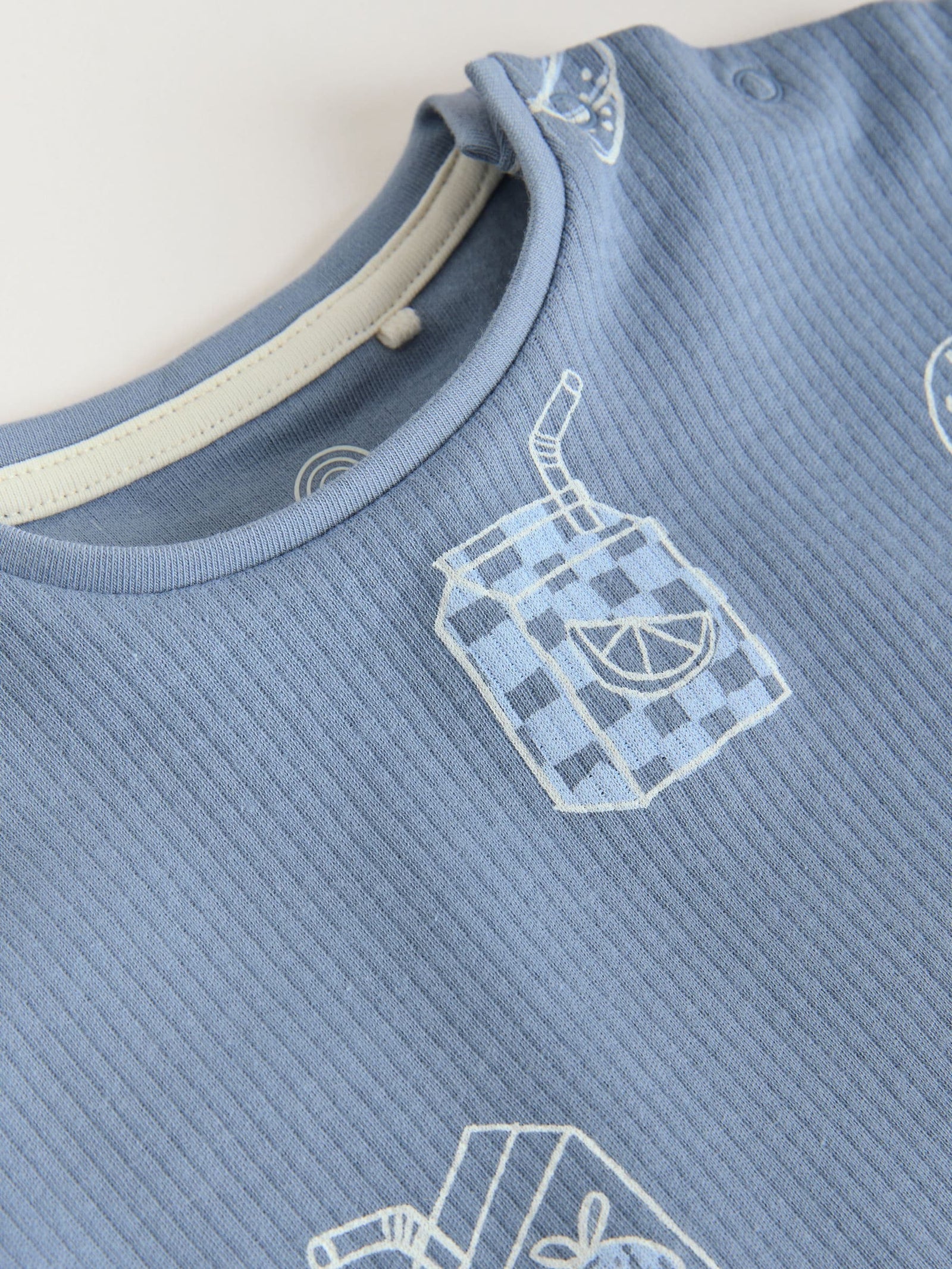 Blue/Neutral 100% Cotton Baby Rompers 4 Pack