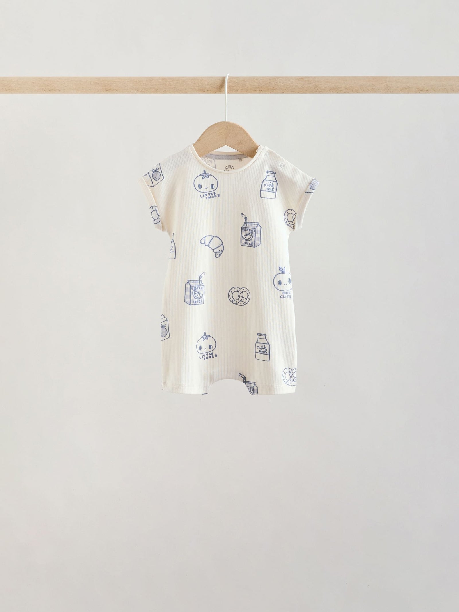 Blue/Neutral 100% Cotton Baby Rompers 4 Pack