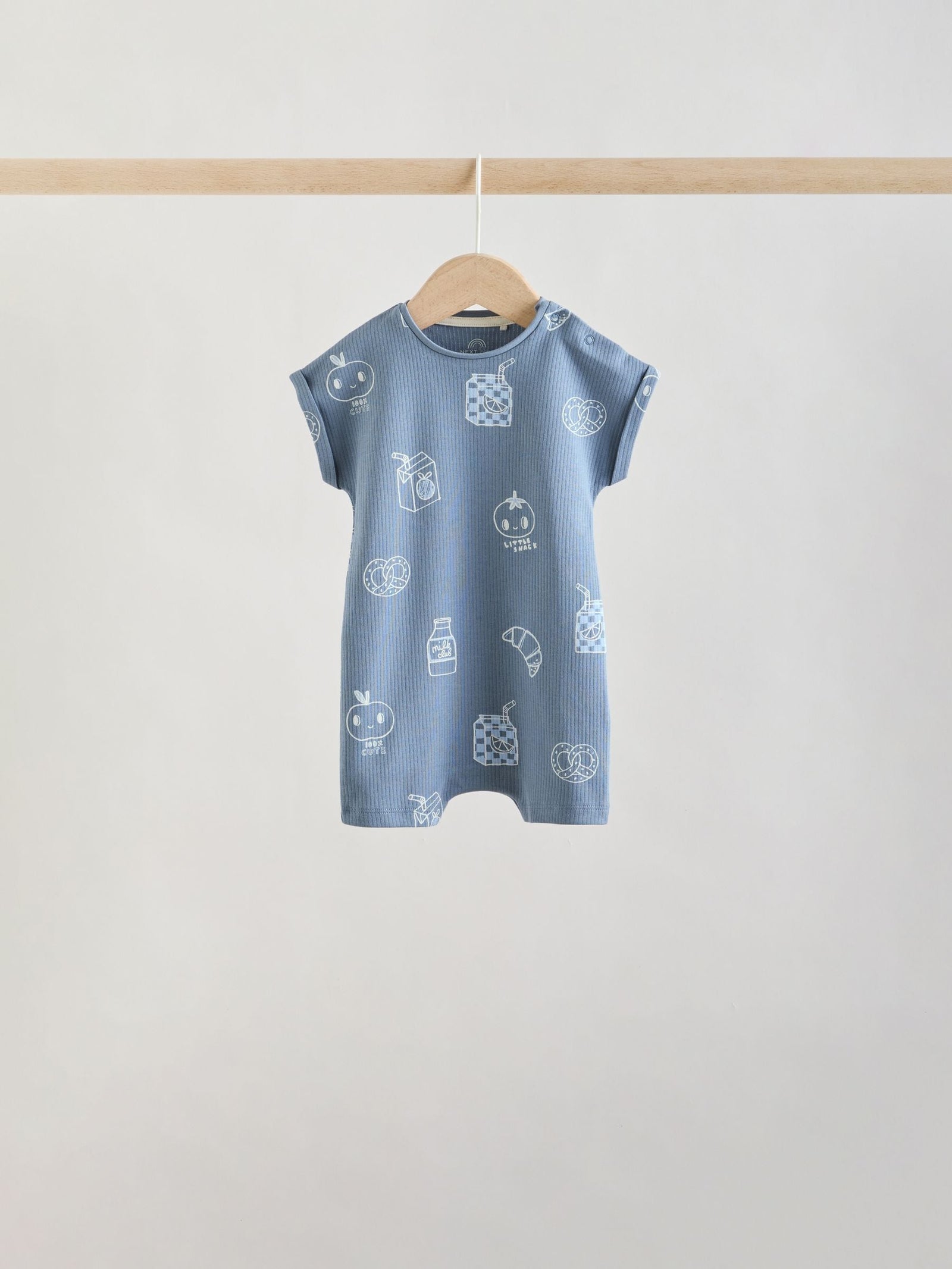 Blue/Neutral 100% Cotton Baby Rompers 4 Pack