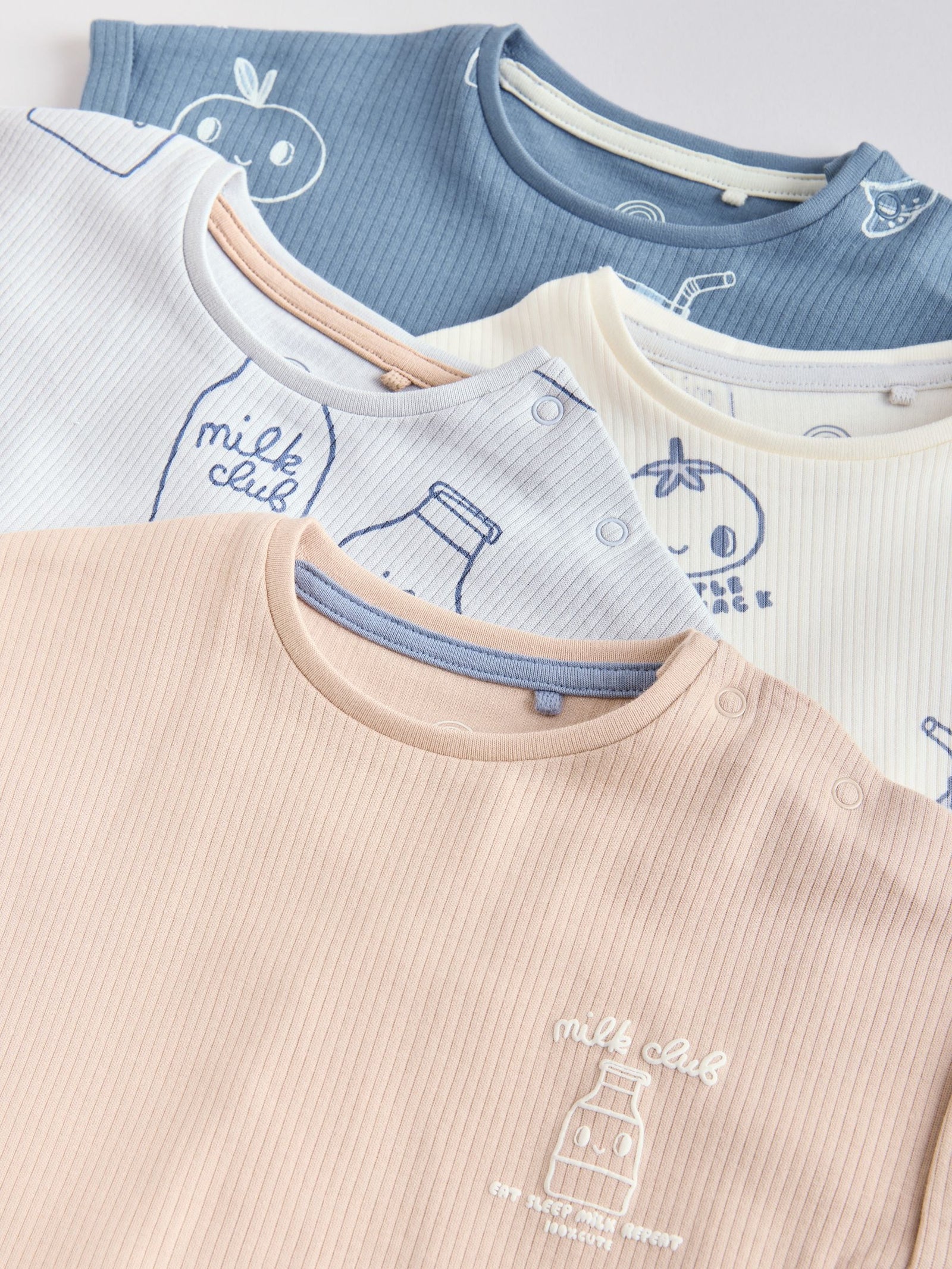 Blue/Neutral Cotton RIch Baby Rompers 4 Pack