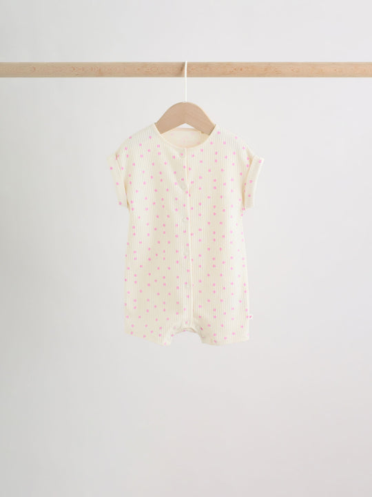 Pink Tonal Heart Popper Through Jersey Baby Rompers 4 Pack