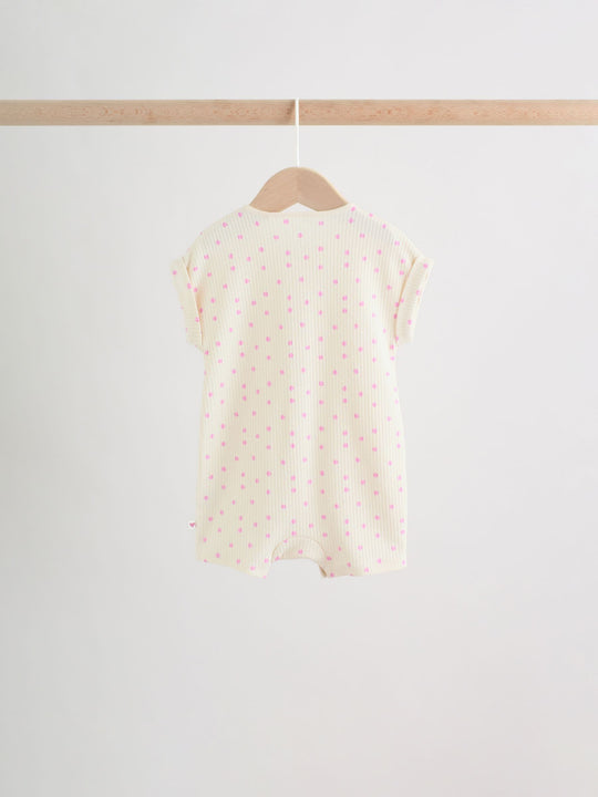 Pink Tonal Heart Popper Through Jersey Baby Rompers 4 Pack