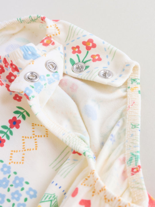 Red and White Embroidered Patterned Jersey Baby Rompers 3 Pack