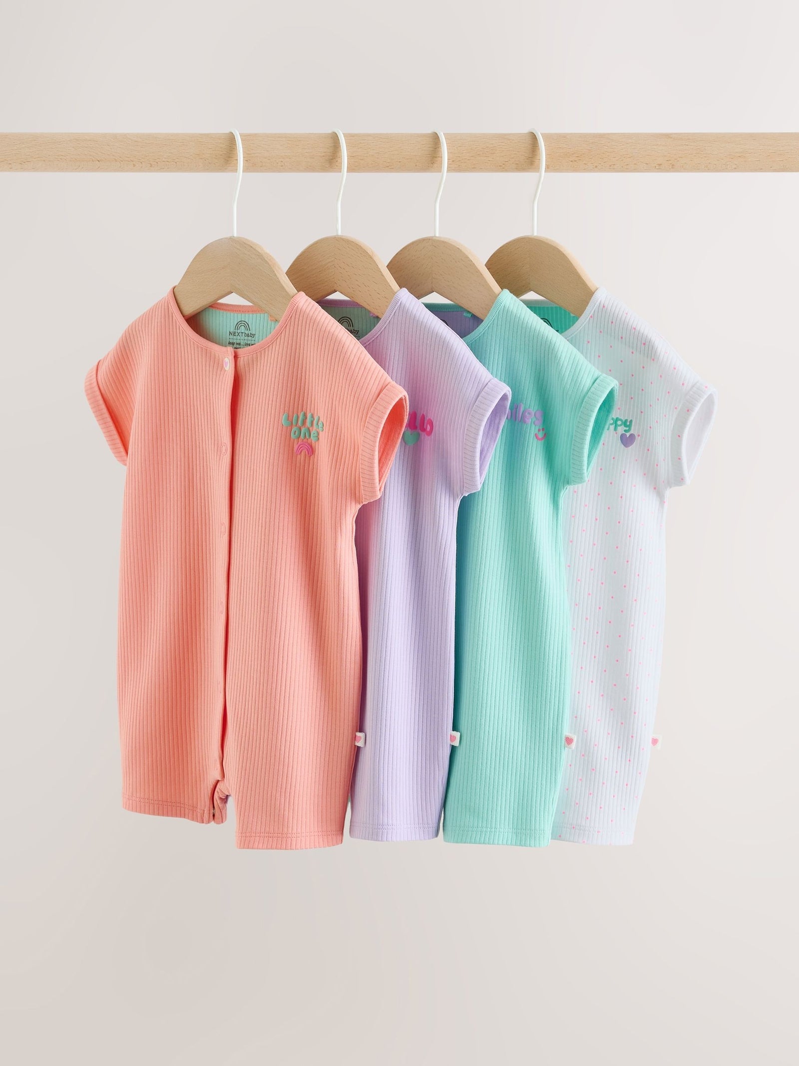 Multi Bright Coloured Jersey Baby Rompers 4 Pack