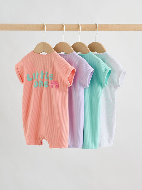 Multi Bright Coloured Jersey Baby Rompers 4 Pack