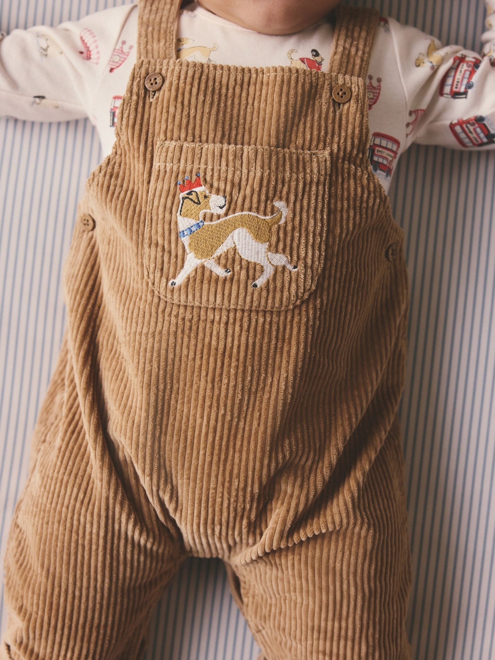Tan Brown Cath Kidston Cord Dungaree and Bodysuit Set