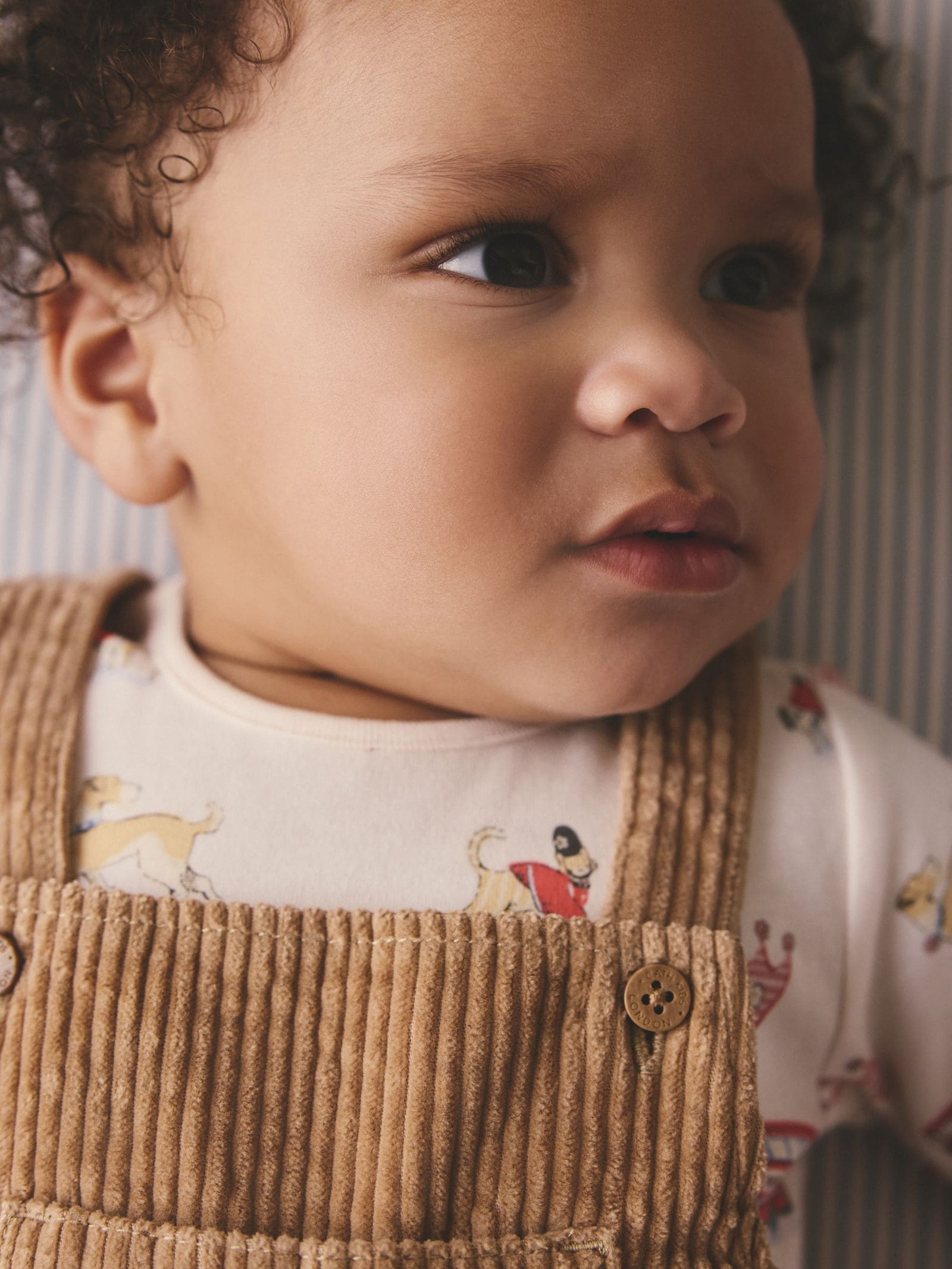 Tan Brown Cath Kidston Cord Dungaree and Bodysuit Set