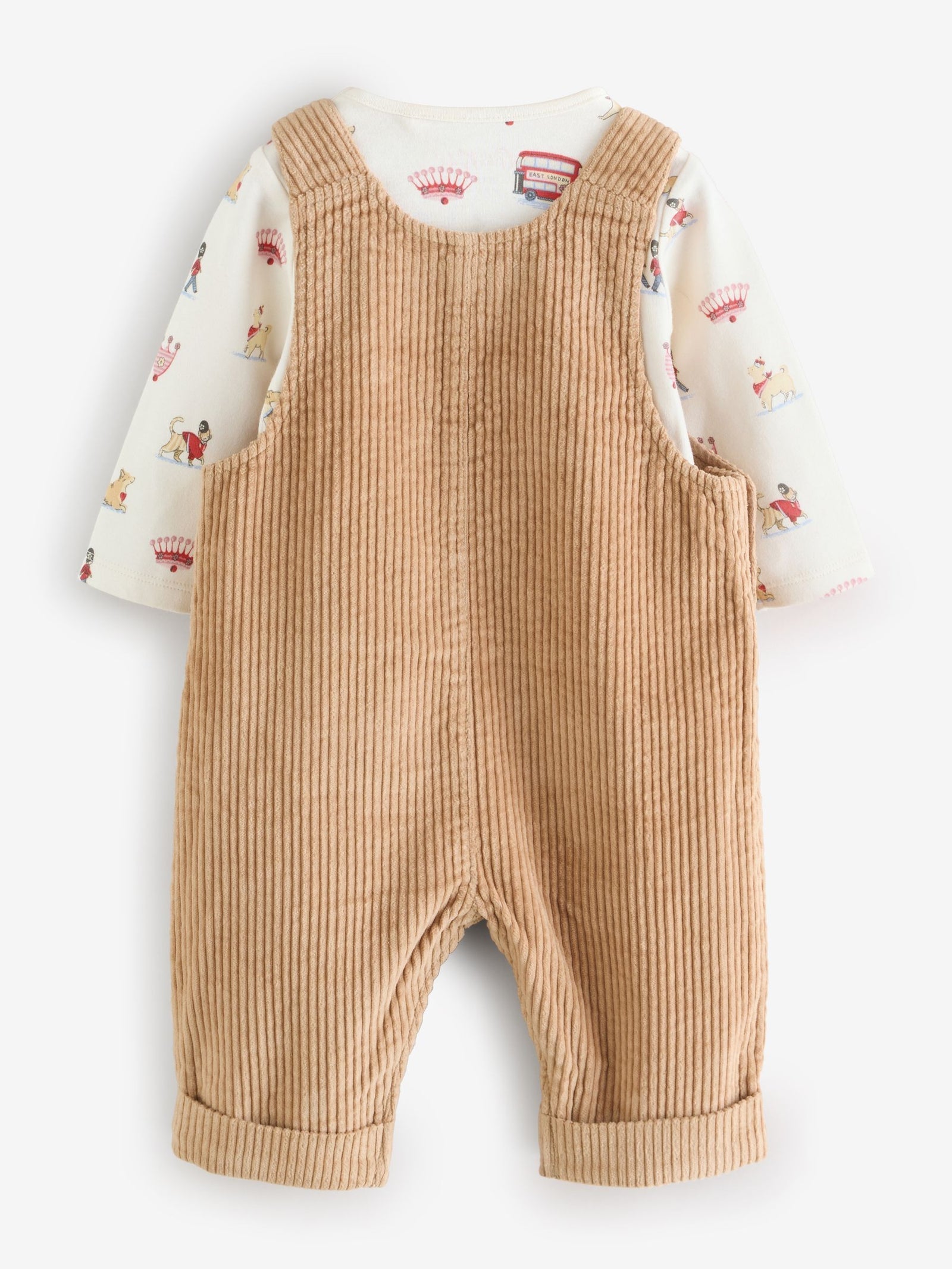 Tan Brown Cath Kidston Cord Dungaree and Bodysuit Set