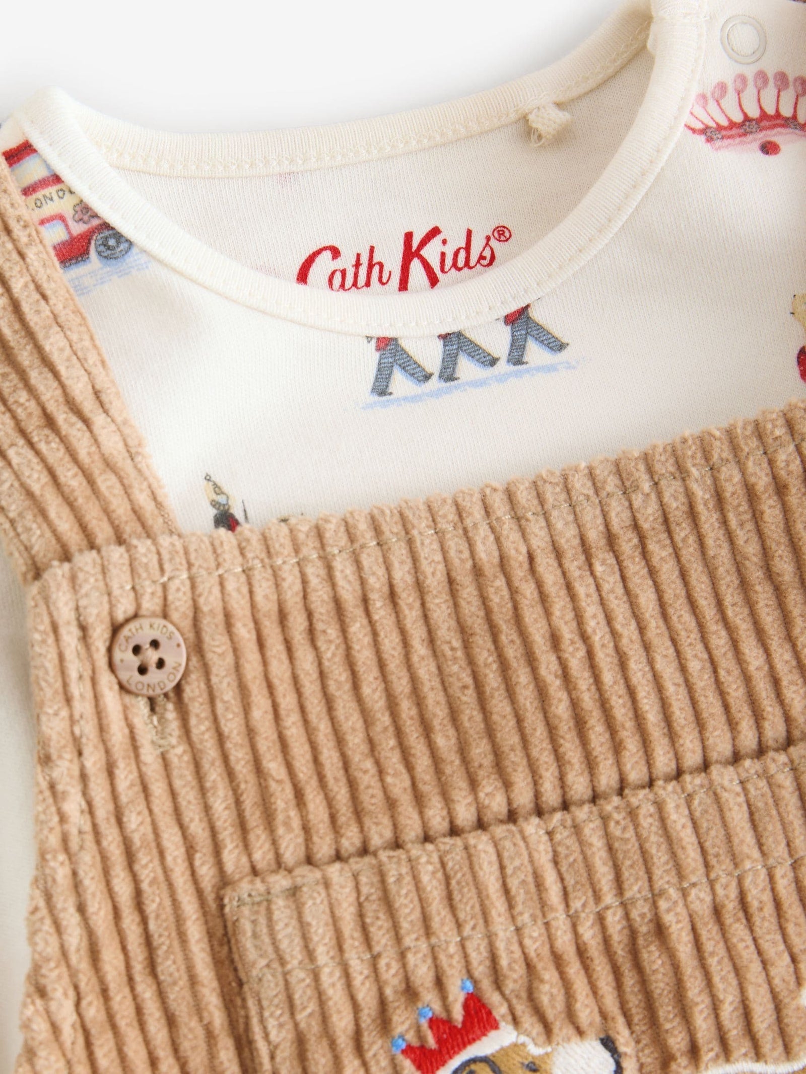 Tan Brown Cath Kidston Cord Dungaree and Bodysuit Set