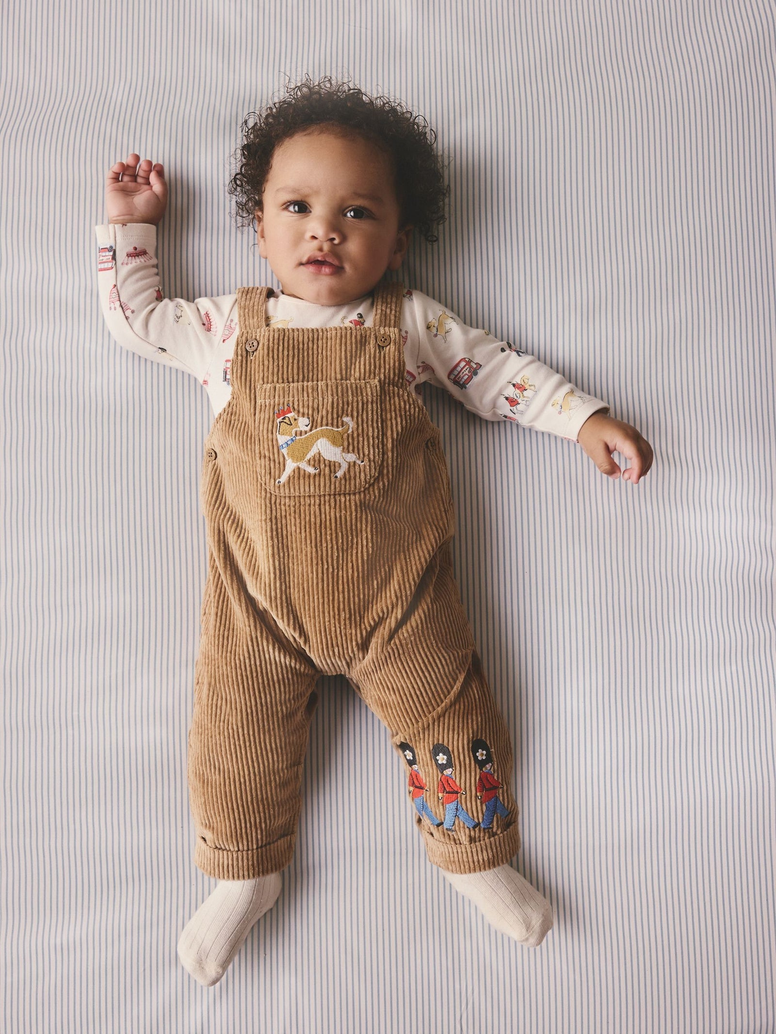 Tan Brown Cath Kidston Cord Dungaree and Bodysuit Set