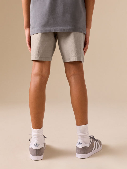 Taupe Linen Blend Pull on Shorts (3-16yrs)