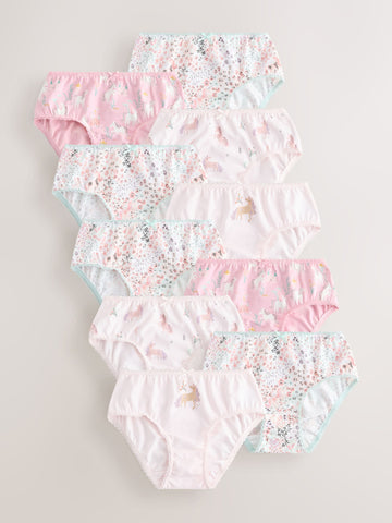Pink Unicorn Briefs 10 Pack (1.5-16yrs)