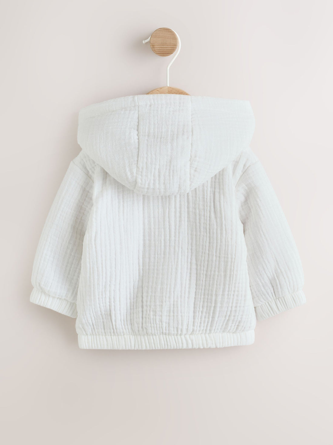 White Crinkled Baby Hooded Jacket