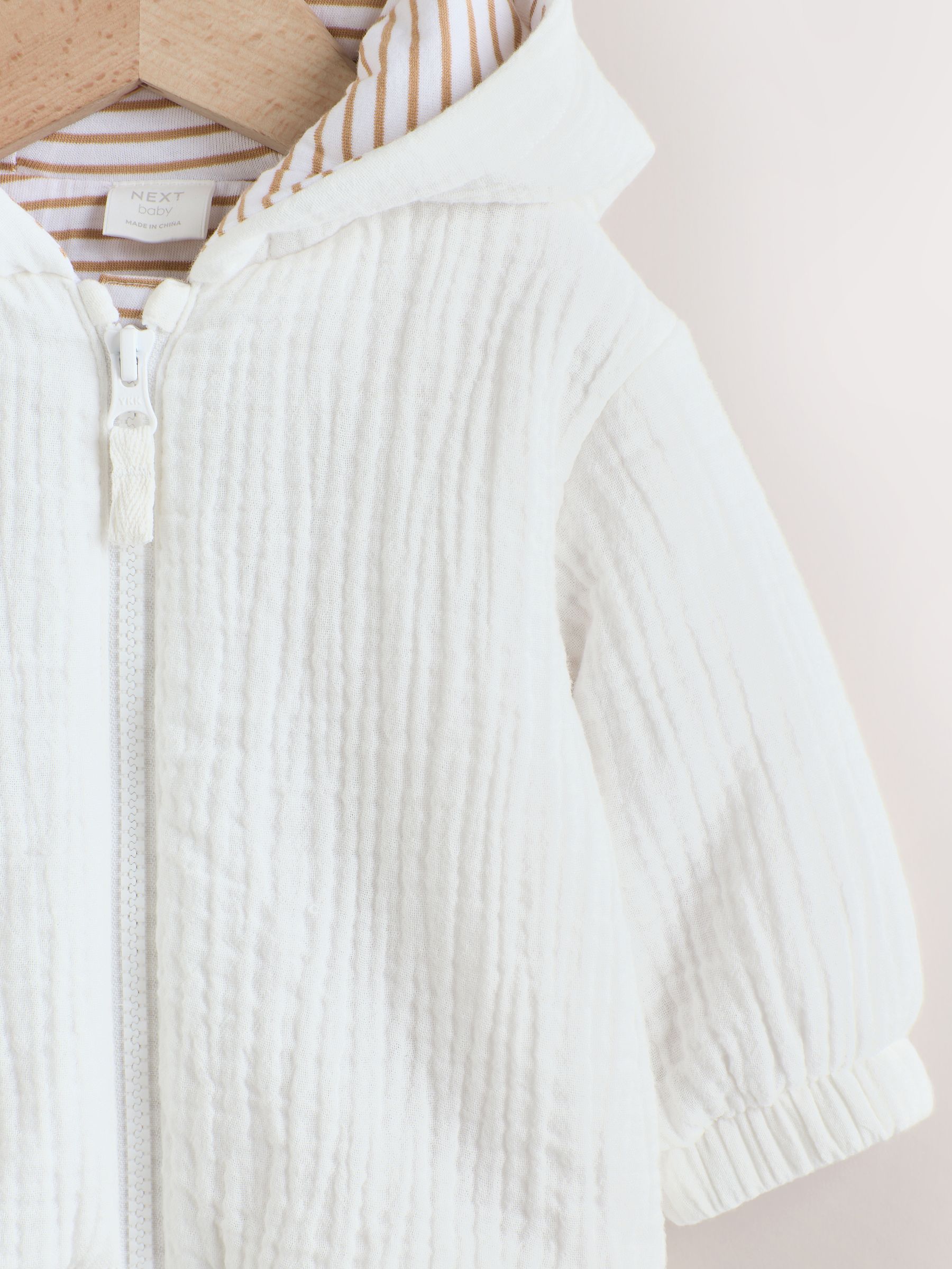 White Crinkled Baby Hooded Jacket