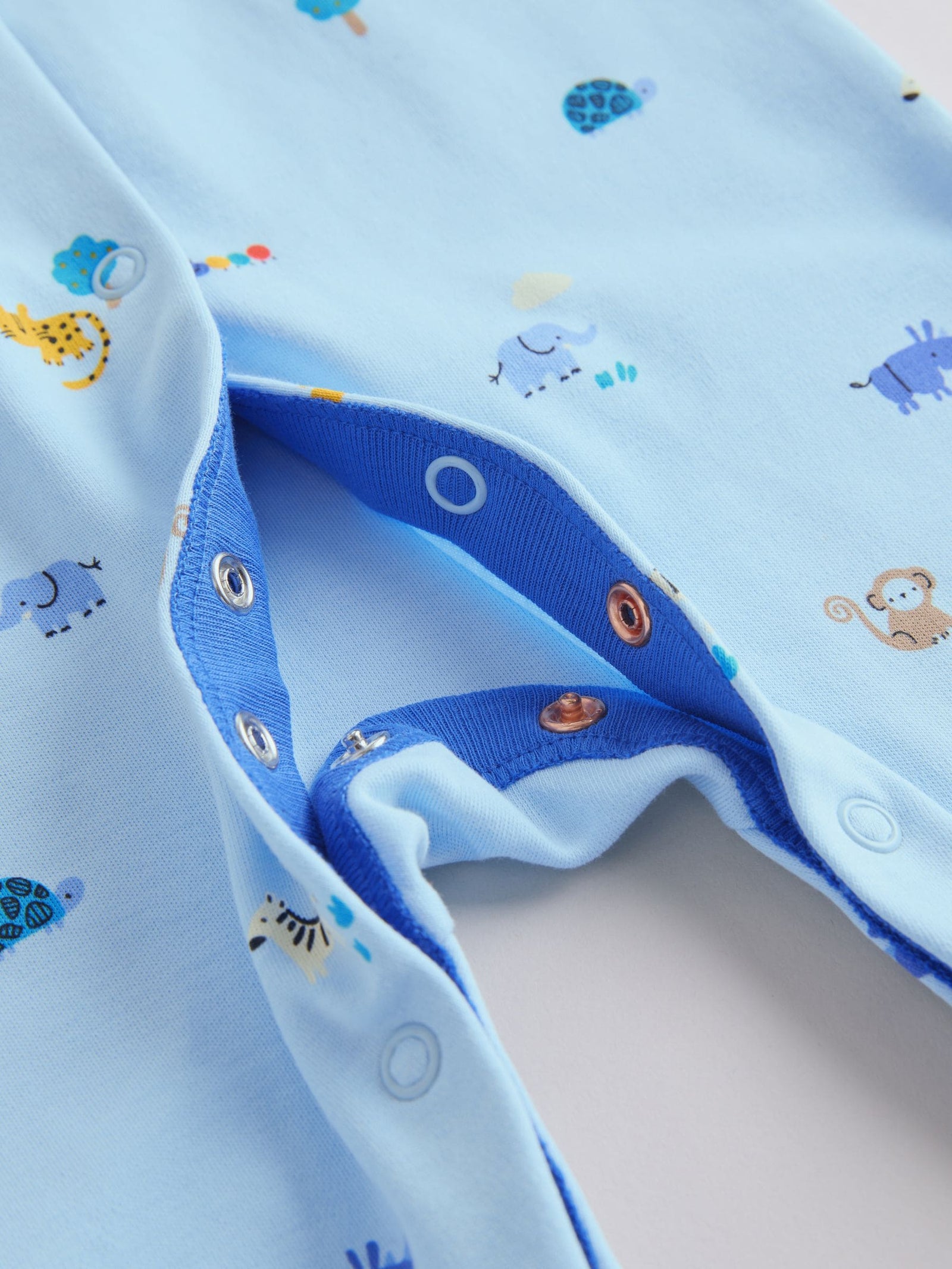 Blue Safari Baby Sleepsuits 3 Pack