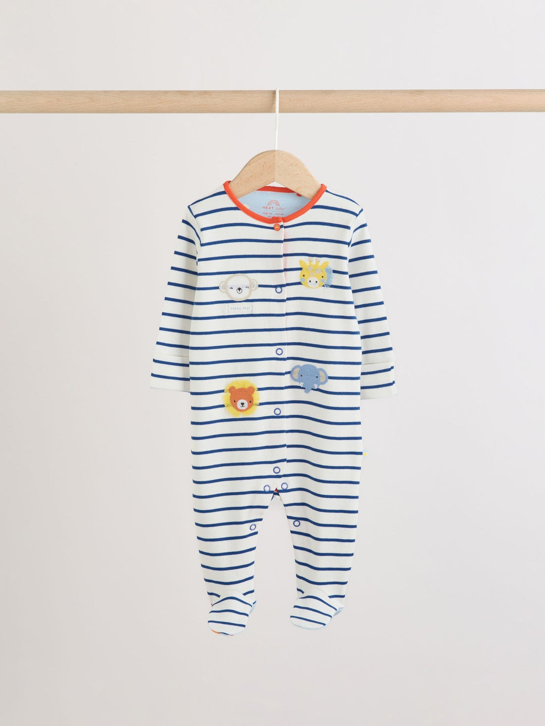 Blue Safari Baby Sleepsuits 3 Pack
