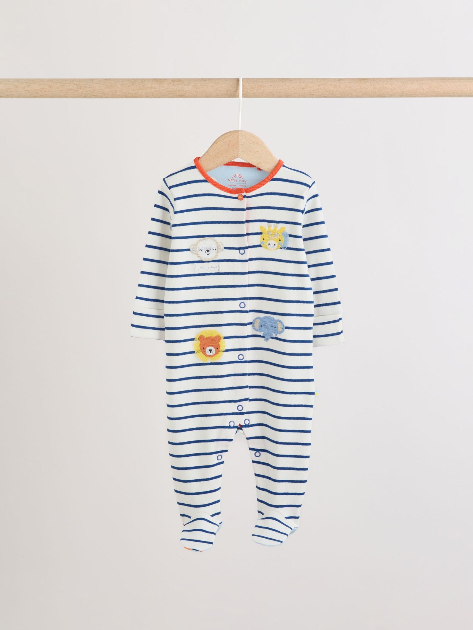 Blue Safari Baby Sleepsuits 3 Pack