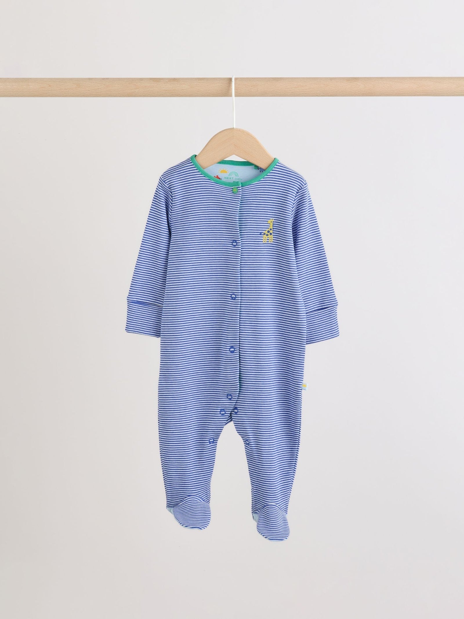 Blue Safari Baby Sleepsuits 3 Pack