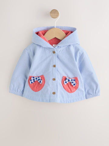 Blue Striped Strawberry Pocket Baby Hooded Jacket (0mths-2yrs)